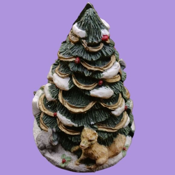 Vintage Ceramic Hinged Christmas Tree With Santa & Woodland Animals Holiday - Picture 2 of 9
